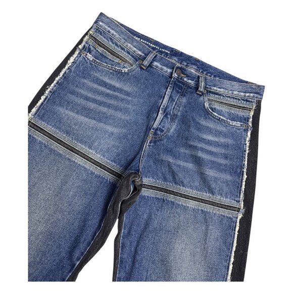 DIESEL Raw Edge Trim Designer Straight Fit Denim Jeans Black Blue Mens 36x32 - Picture 2 of 7